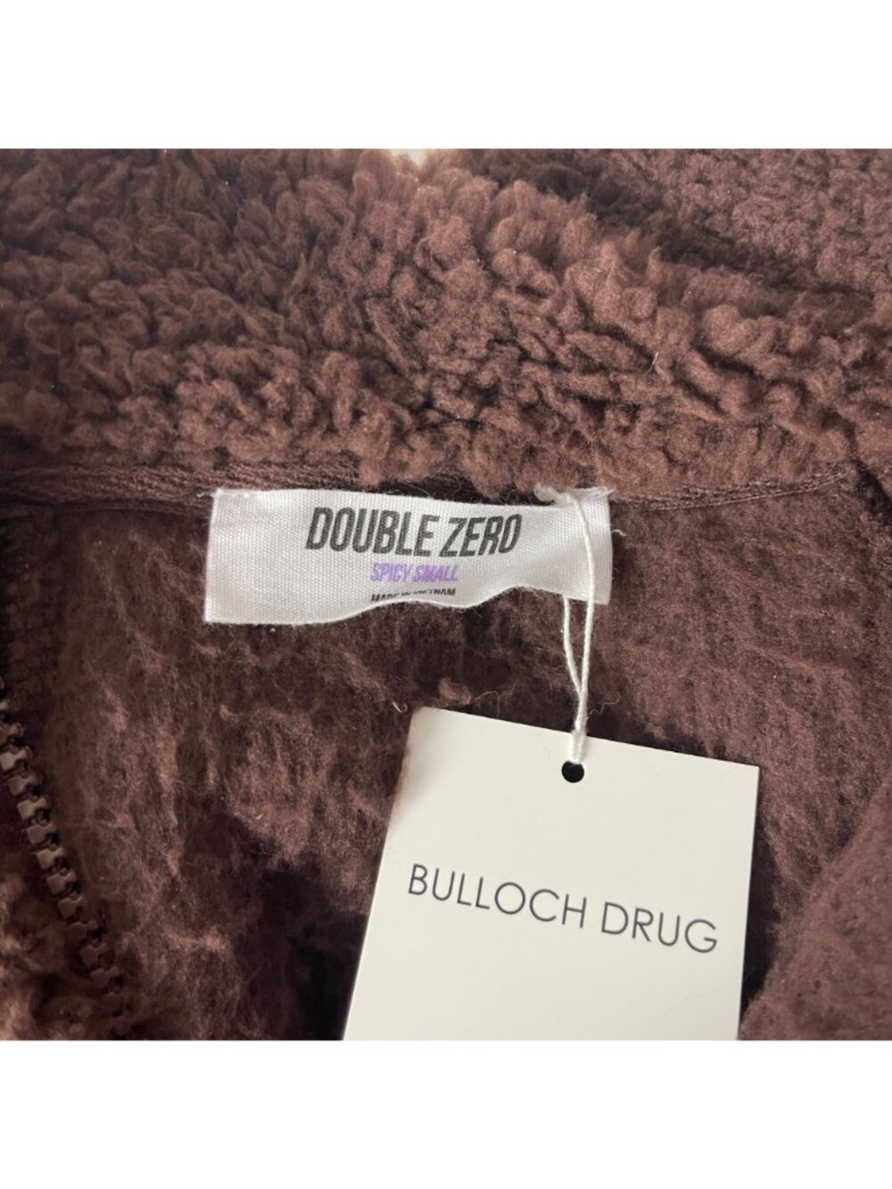 Double Zero Womens Sherpa Fleece Jacket Brown Small Super Soft Zip Up New - Picture 3 of 6